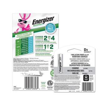 Foto 6 | Cargador Universal De Pilas Energizer + 2 Pila Recargable D
