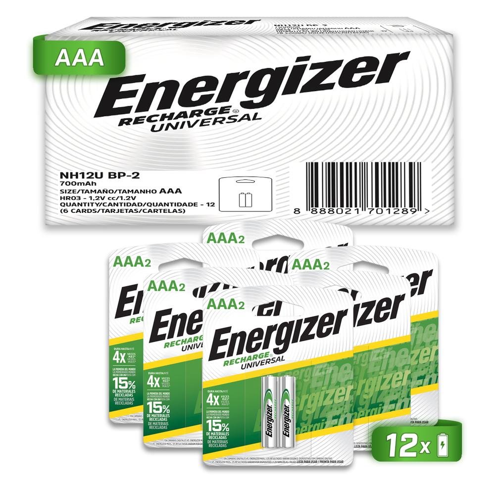 Foto 1 | Baterías Recargables Energizer Aaa 700 Mah Blister 12 Unidades