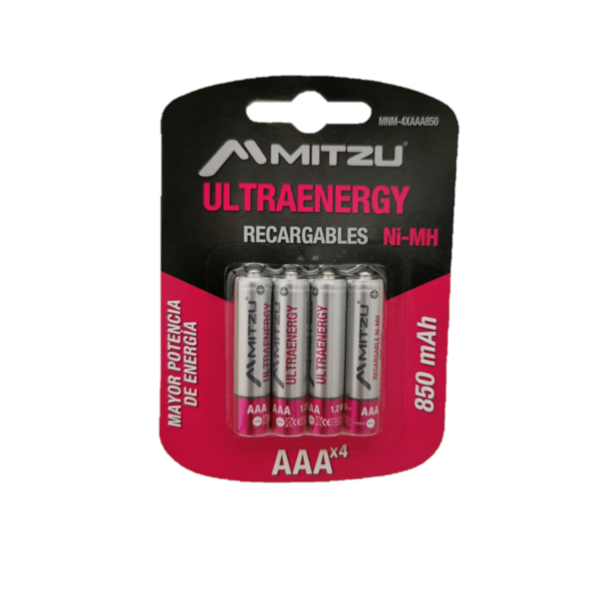 Foto 1 | Blister De 4 Pilas Recargables Aaa 850mah Mitzu Ultraenergy