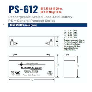 Foto 3 | Batería Respaldo Power Sonic Ps-612 F1 6v 1.4ah