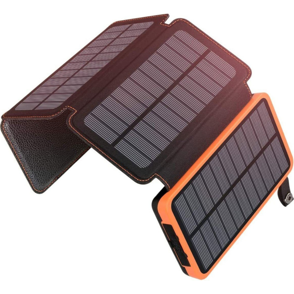 Powerbank Solar Batería Portátil 20 000 mAh Mr. Gadgets Negro 4 Paneles Solares Carga Rápida