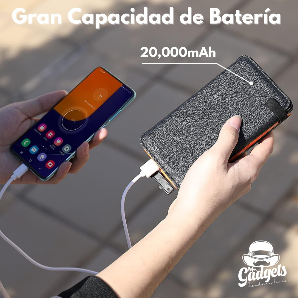 Foto 6 pulgar | Powerbank Solar Batería Portátil 20 000 mAh Mr. Gadgets Negro 4 Paneles Solares Carga Rápida
