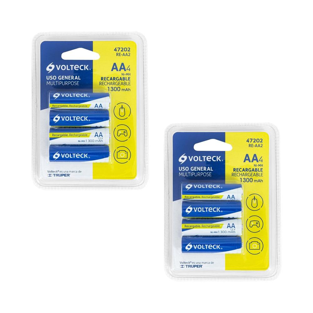 Foto 3 pulgar | Volteck 2 Pack De 4 Pilas Recargables Aa 1300 Mah Re-aa2