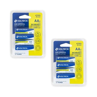 Foto 2 | Volteck 2 Pack De 4 Pilas Recargables Aa 1300 Mah Re-aa2