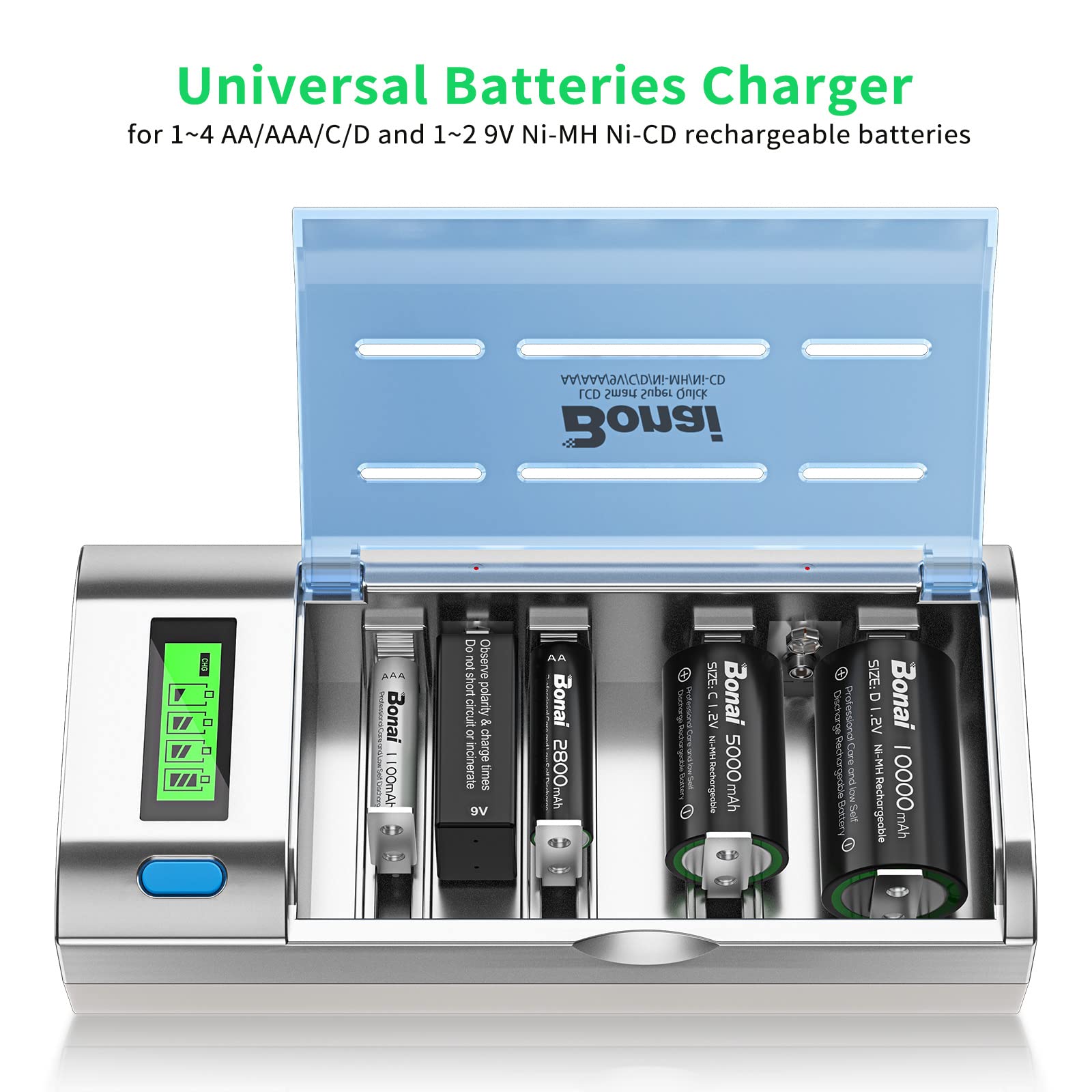 Foto 4 pulgar | Baterías Recargables Y Cargador Bonai Lcd Smart 10000 Mah D - Venta Internacional.