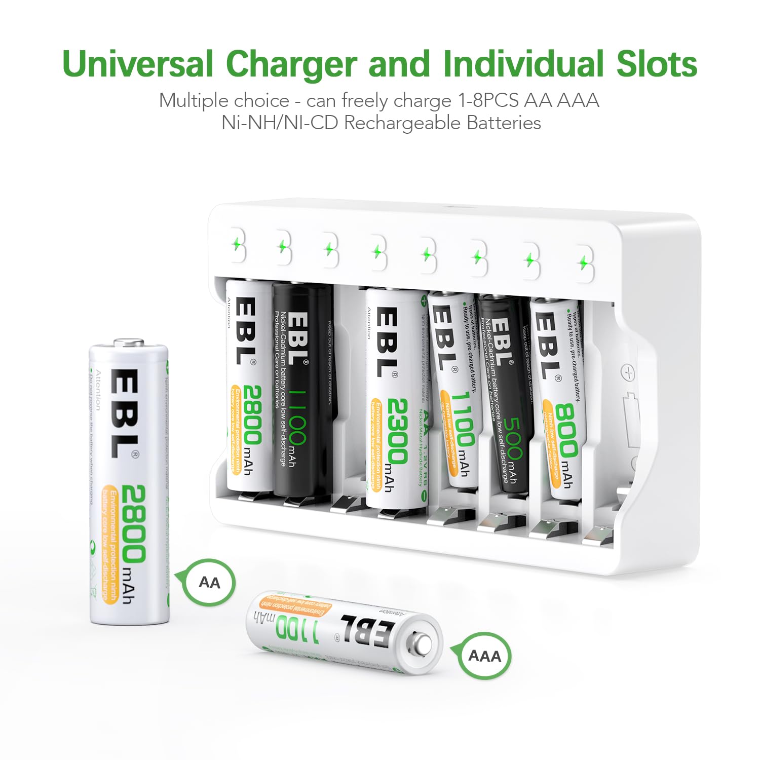 Foto 3 pulgar | Pilas Aaa Recargables Ebl 1100mah  Paquete De 8 Con Cargador - Venta Internacional.
