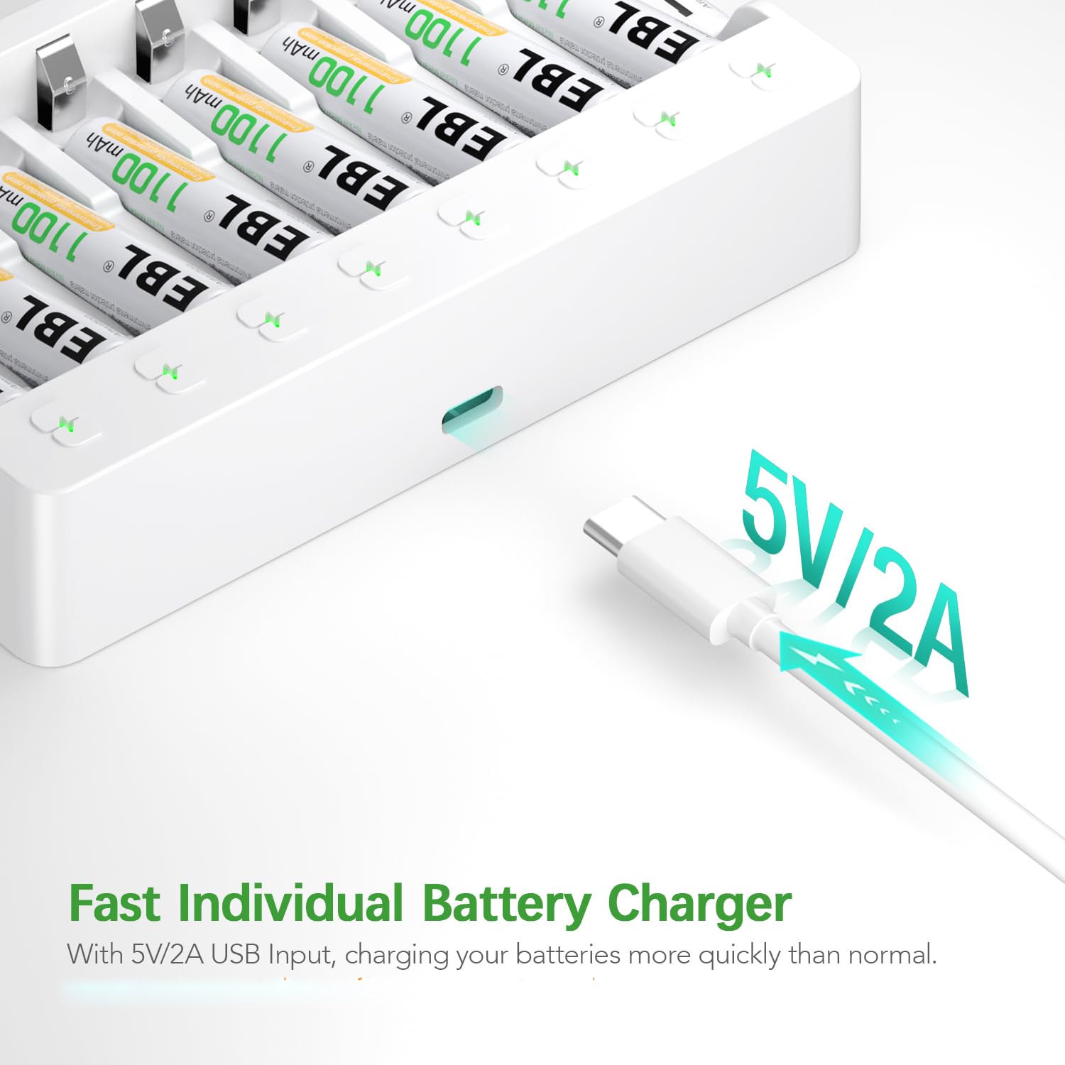 Foto 8 pulgar | Pilas Aaa Recargables Ebl 1100mah  Paquete De 8 Con Cargador - Venta Internacional.