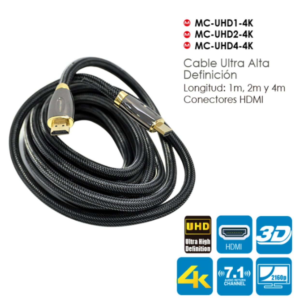 Foto 3 | Cable Hdmi Ultra Hd Alta Definición 4k Mc-uhd2-4k