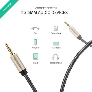 Foto 2 | Cable Audio Auxiliar Ugreen 10604 color Negro Jack 3.5 mm Estéreo Trenzado 2 m