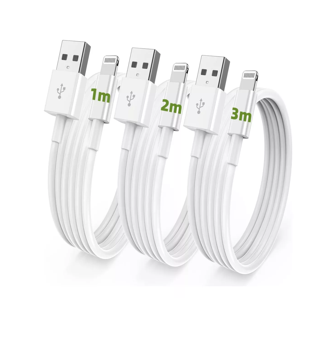 Cables de Cargador USB Carga Rápida para iPhone/iPad 12w 3 Piezas