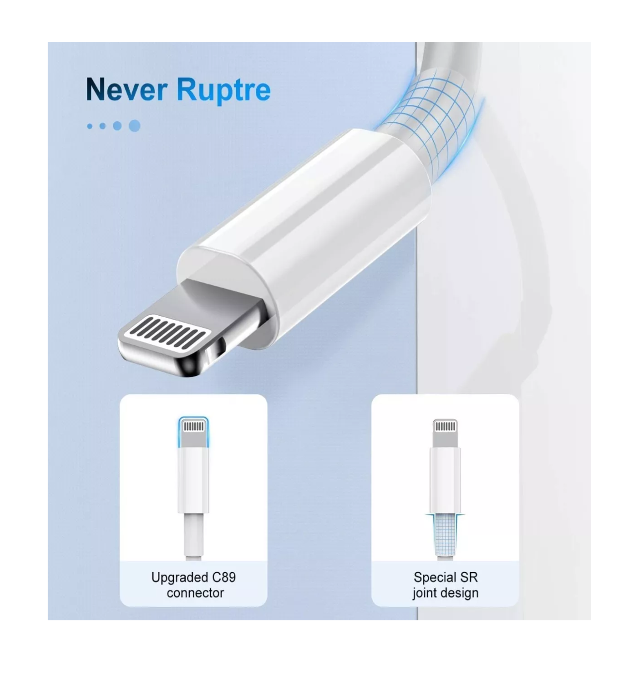 Foto 3 pulgar | Cable de Cargador USB Belug Blanco 2 m para iPhone y iPad