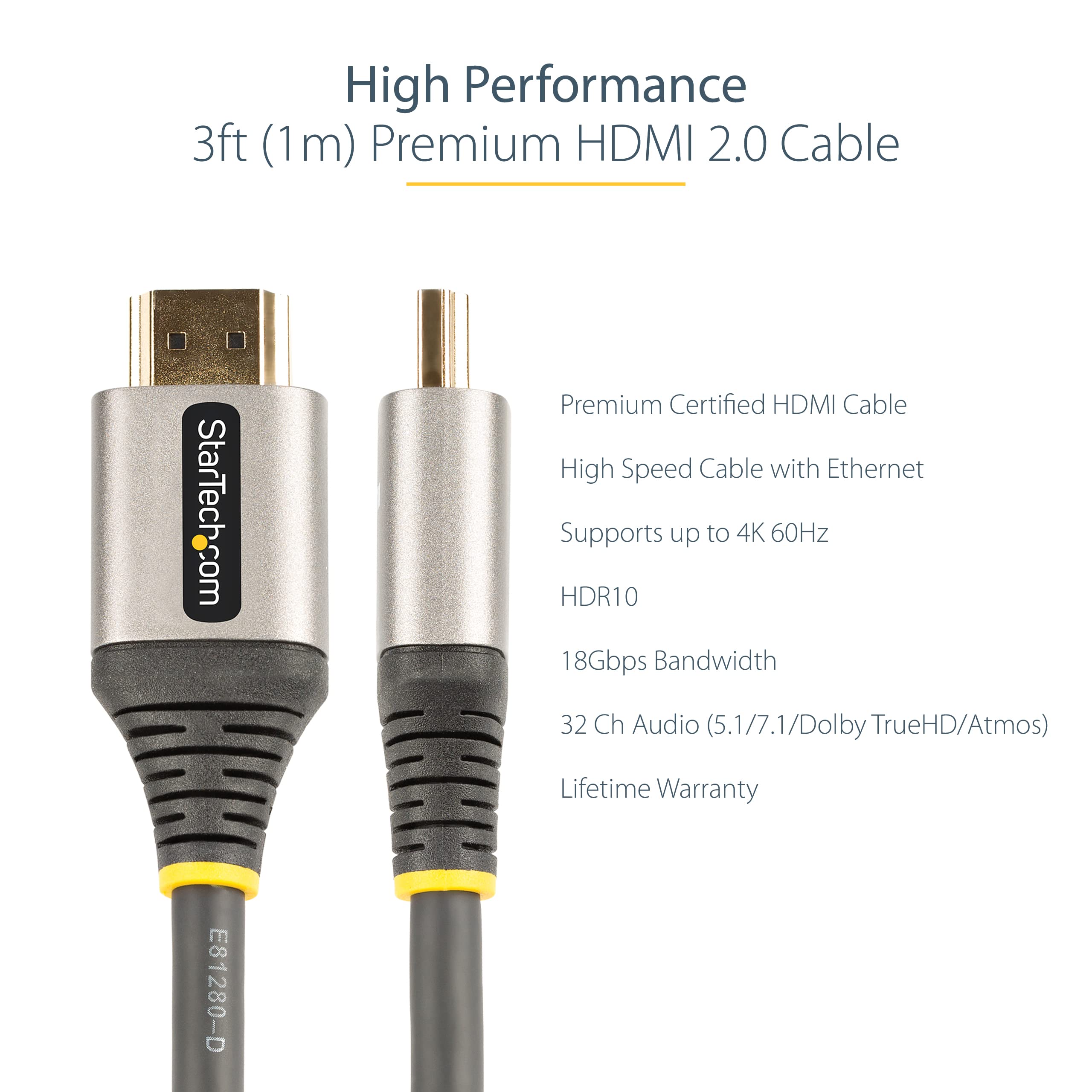 Foto 4 pulgar | Venta Internacional - Cable HDMI Startech.com Premium Certificado 1 m