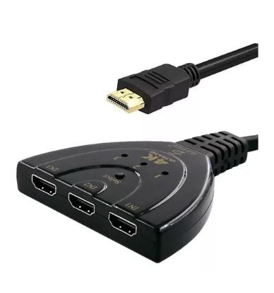 Splitter Hdmi Switch 4k Divisor De Señal 3 Puertos Selector Color Negro $478