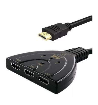 Splitter Hdmi Switch 4k Divisor De Señal 3 Puertos Selector Color Negro