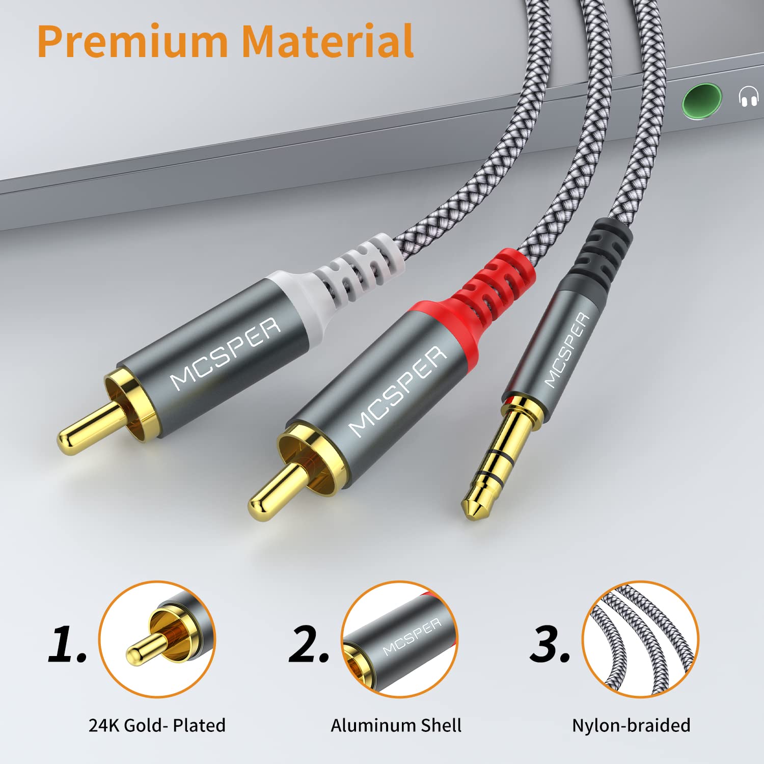 Foto 5 pulgar | Cable Divisor de Audio Mcsper Rca a Aux 2 Macho de 3,5 mm 2 m - Venta Internacional