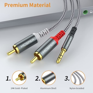 Foto 4 | Cable Divisor de Audio Mcsper Rca a Aux 2 Macho de 3,5 mm 2 m - Venta Internacional