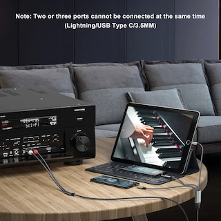 Foto 3 | Cable Adaptador Auxiliar de Audio Lightning A Rca 3,5 mm Usb-c 2 Rca - Venta Internacional