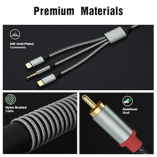 Foto 4 | Cable Adaptador Auxiliar de Audio Lightning A Rca 3,5 mm Usb-c 2 Rca - Venta Internacional