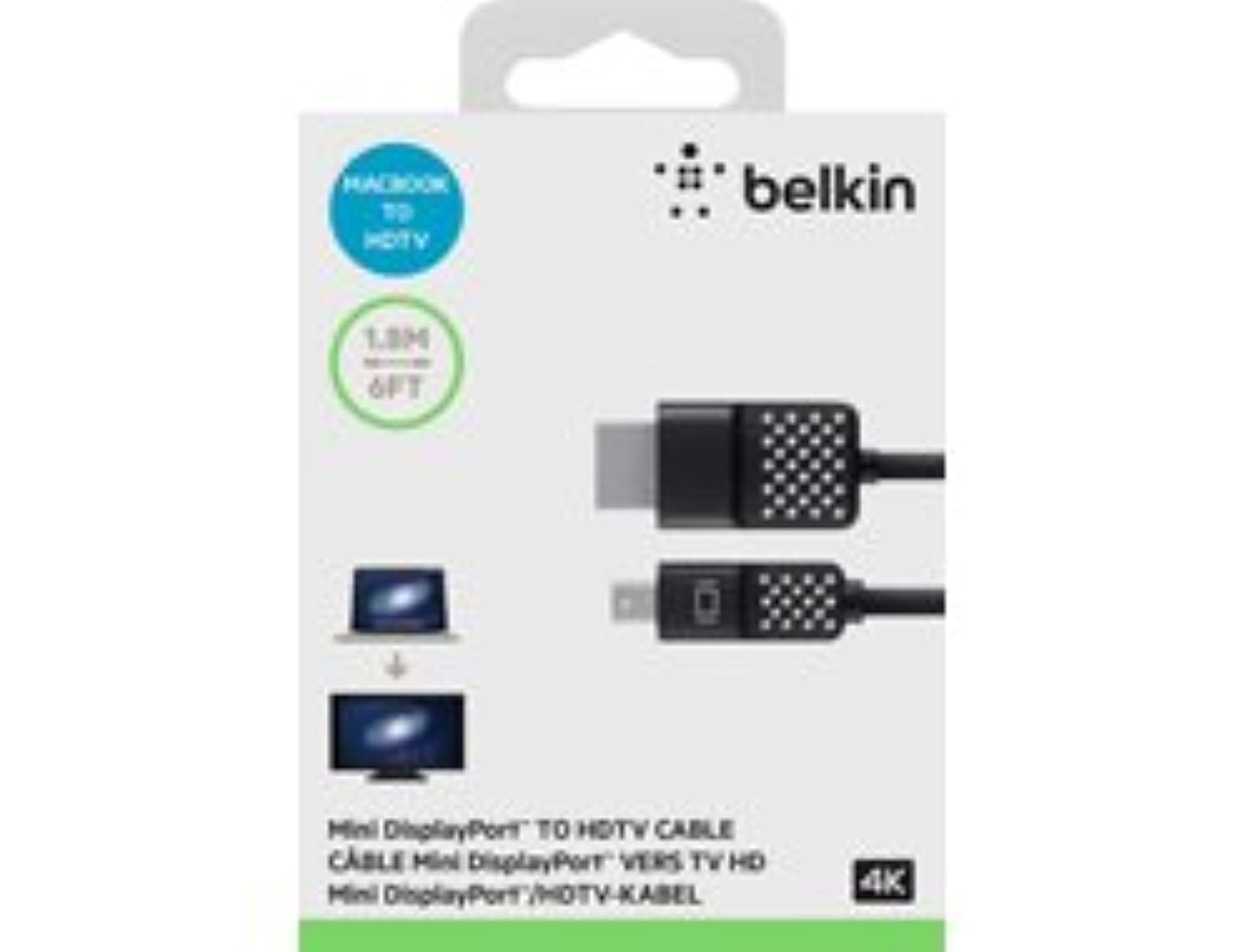 Foto 8 pulgar | Cable Belkin Mini Displayport A Hdmi 4k De 1,8 M, Color Blanco Y Negro - Venta Internacional.