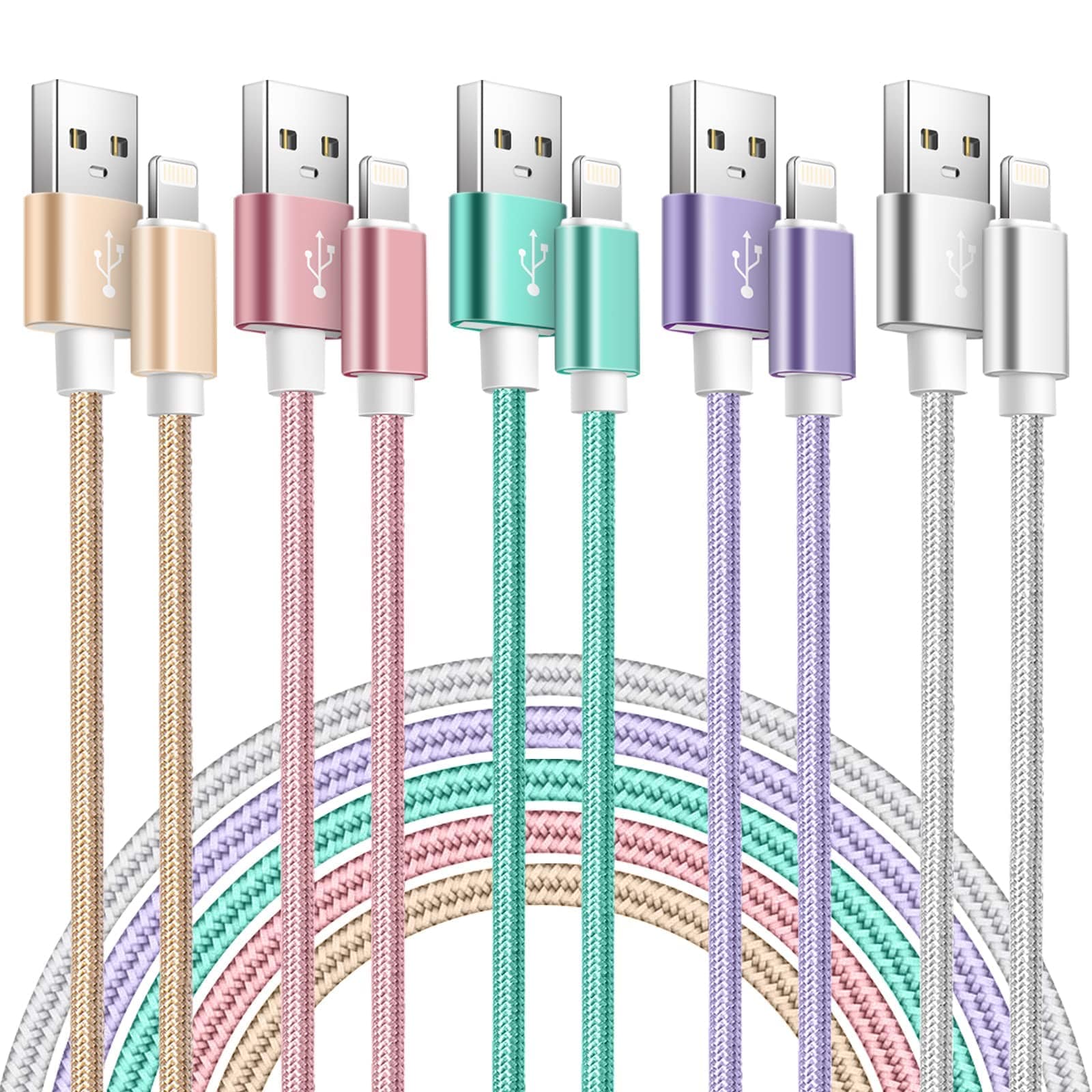 Lightning Cables Wyze, Trenzado De Nailon, Certificado Mfi, Paquete De 5 Unidades - Venta Internacional. $528