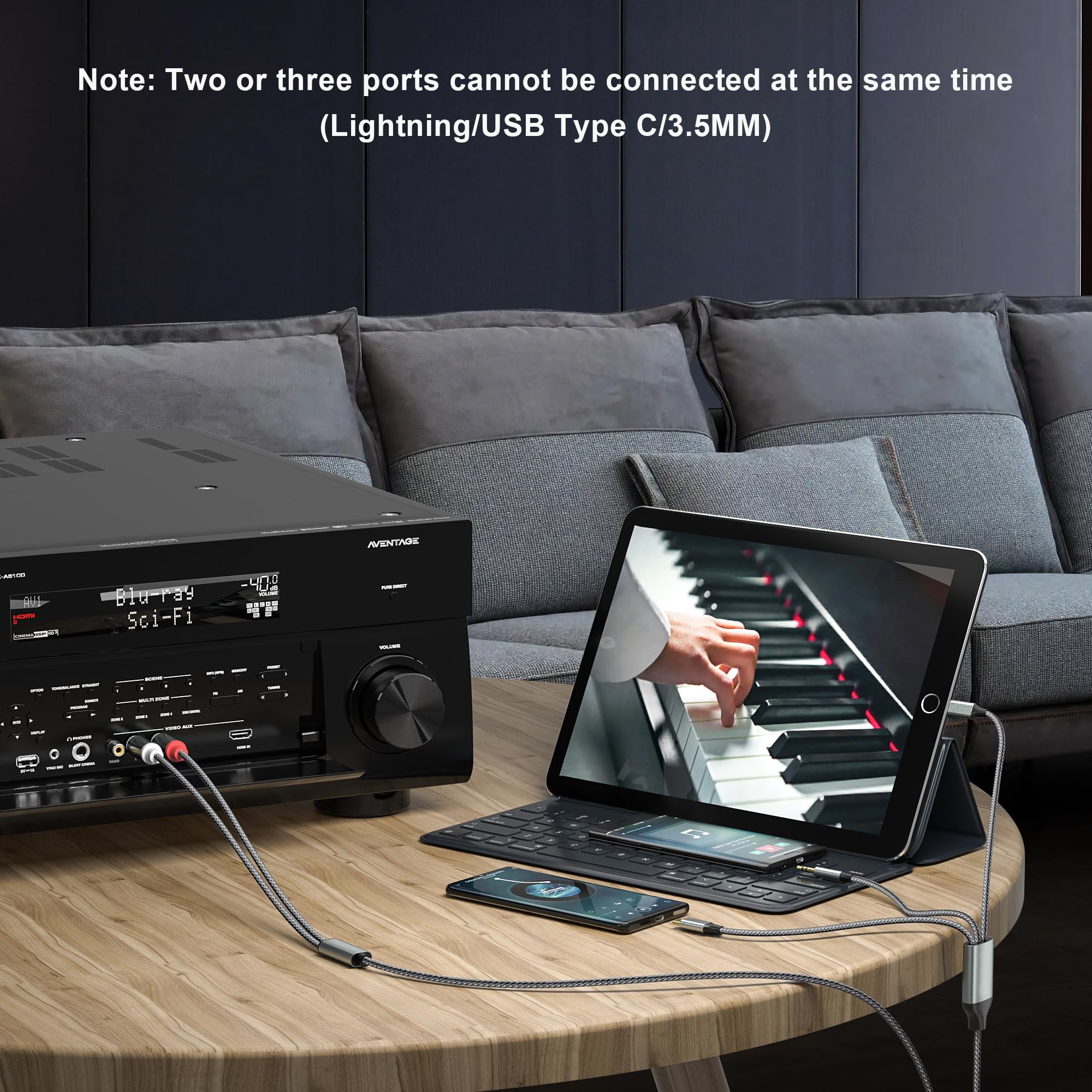 Foto 4 pulgar | Cable Adaptador De Audio Auxiliar Apitiong Lightning A Rca De 2,3 M - Venta Internacional.