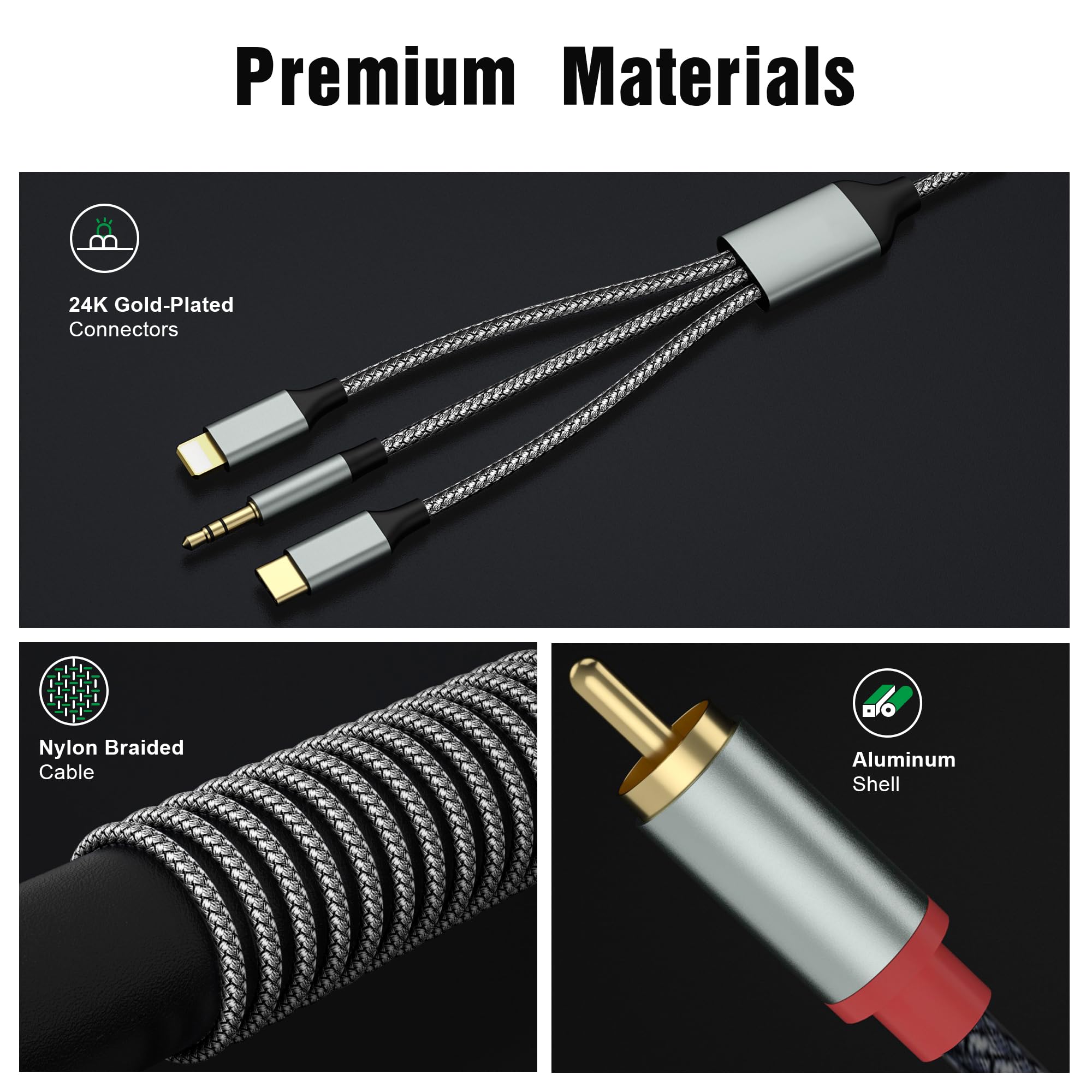 Foto 5 pulgar | Cable Adaptador De Audio Auxiliar Apitiong Lightning A Rca De 2,3 M - Venta Internacional.