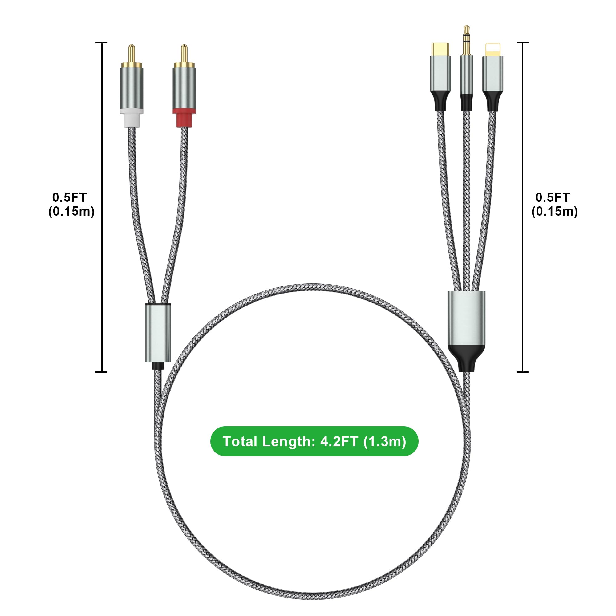 Foto 6 pulgar | Cable Adaptador De Audio Auxiliar Apitiong Lightning A Rca De 2,3 M - Venta Internacional.