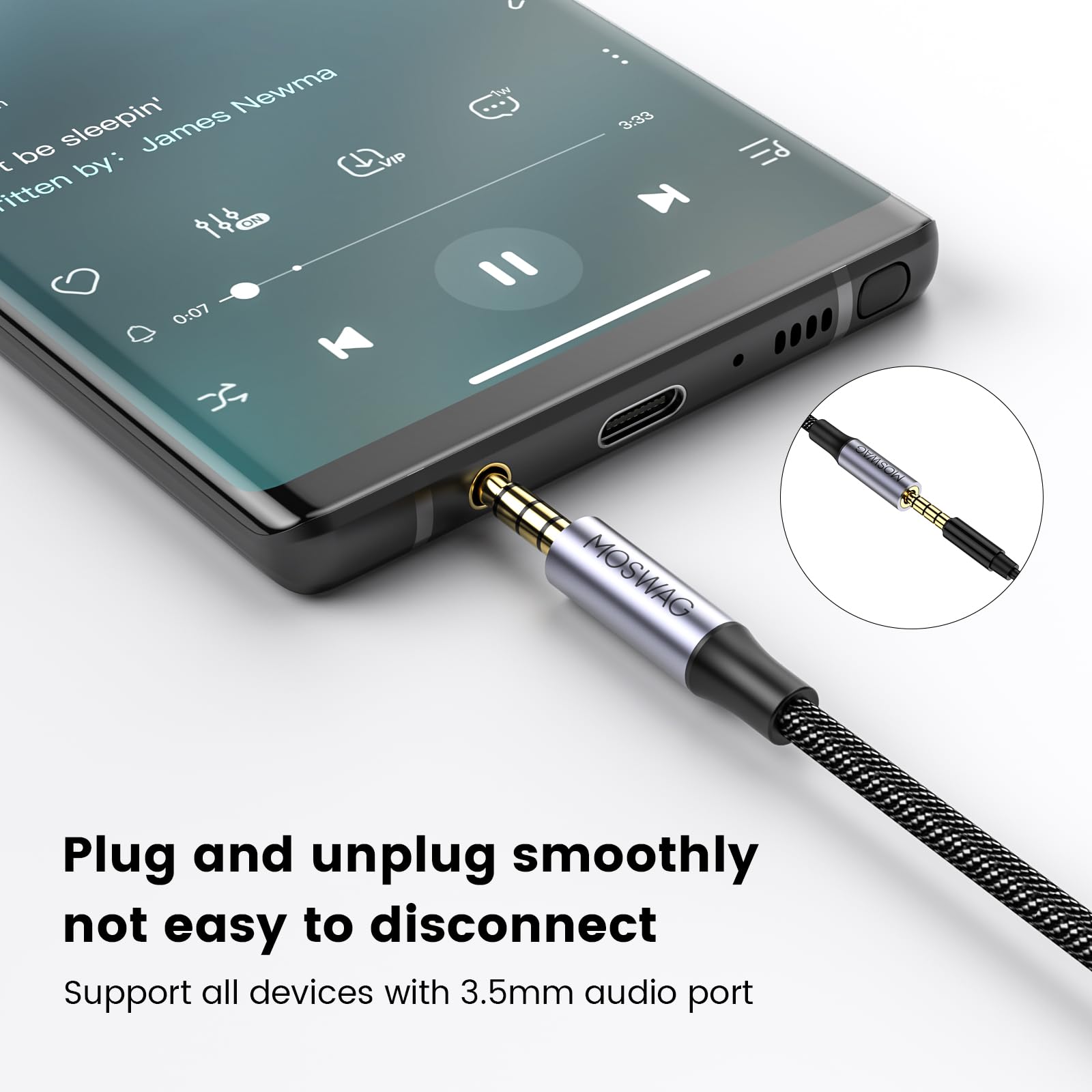 Foto 5 pulgar | Cable Para Auriculares Moswag Extensión De 3.5 mm 3 M Nailon Trenzado - Venta Internacional