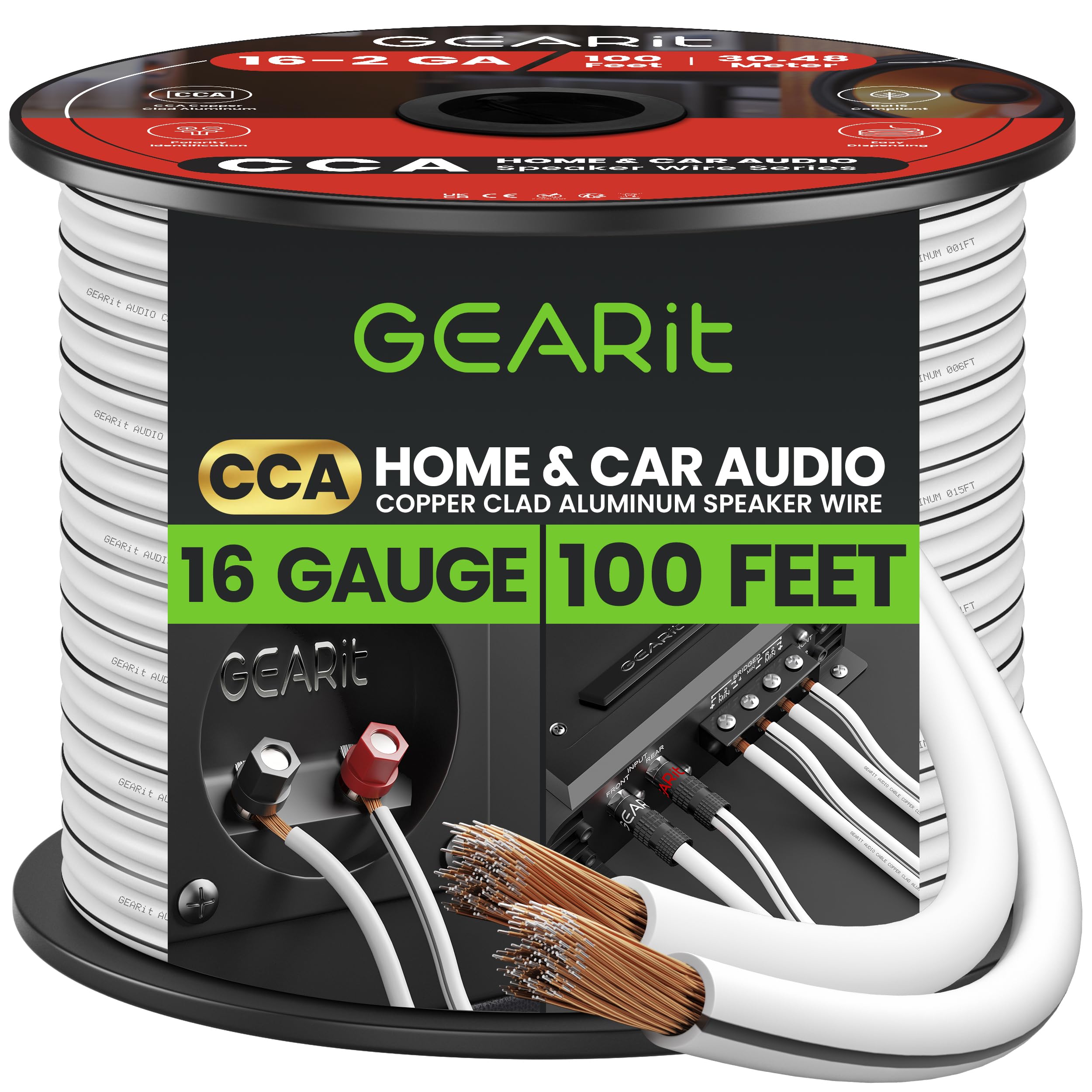 Foto 2 pulgar | Cable De Altavoz Gearit Pro Series 16 Awg, Calibre 16, 30,48 M, Blanco - Venta Internacional.