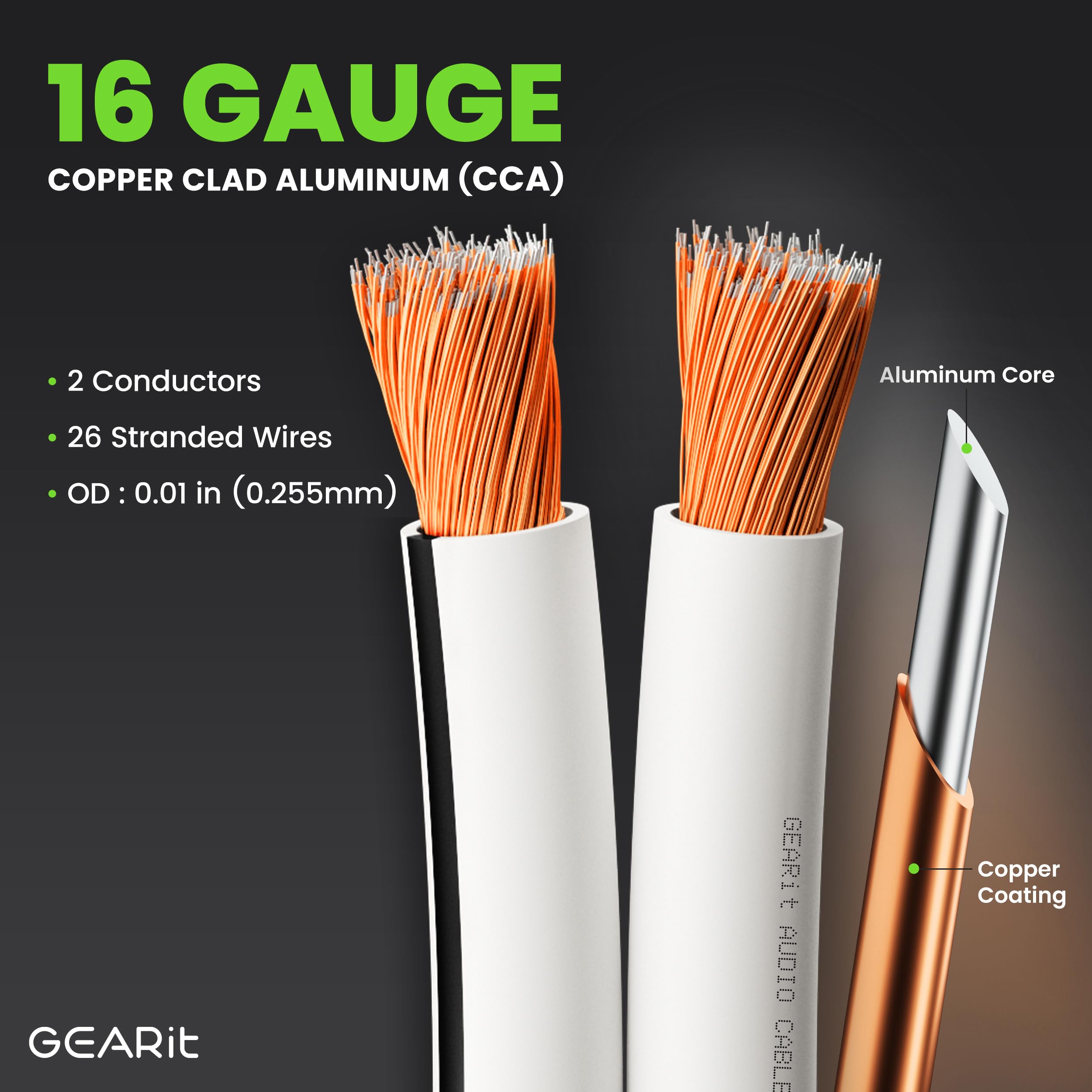 Foto 4 pulgar | Cable De Altavoz Gearit Pro Series 16 Awg, Calibre 16, 30,48 M, Blanco - Venta Internacional.