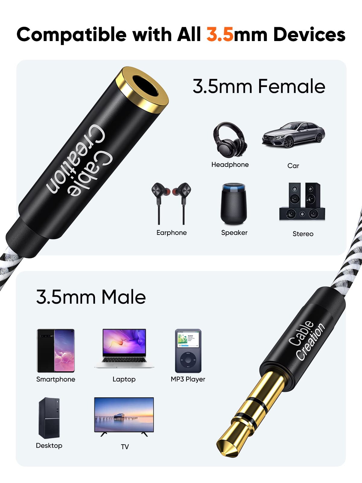 Foto 6 pulgar | Cable de Extensión para Auriculares Cablecreation 3.5 Mm M/f 1.8 M - Venta Internacional