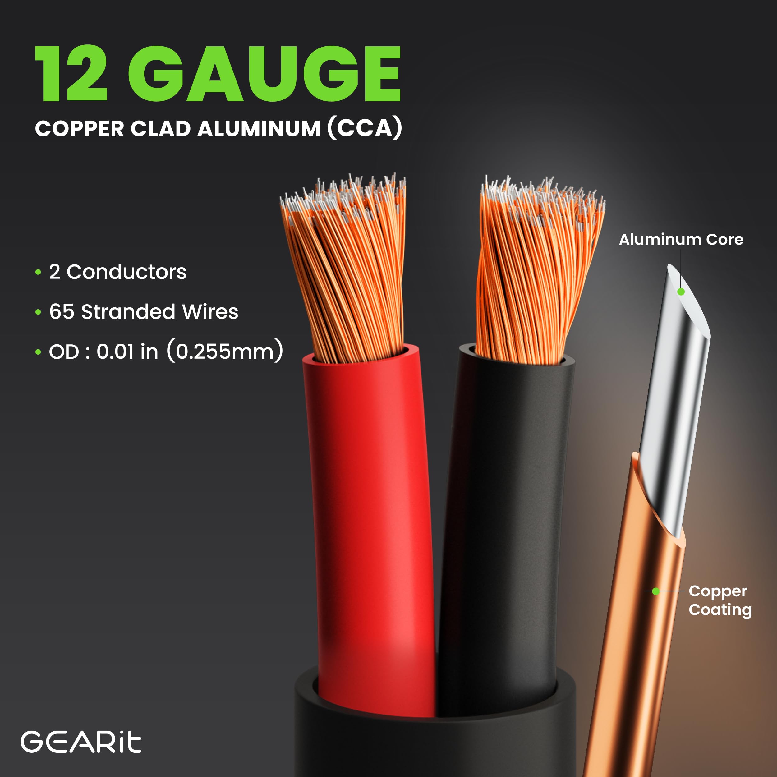 Foto 3 | Cable de Altavoz Gearit Calibre 12 cca Exterior 200 Pies - Venta Internacional
