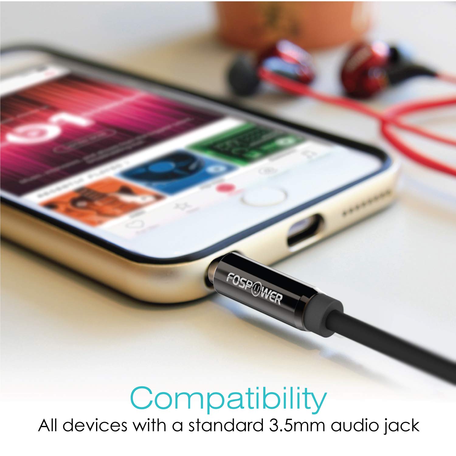 Foto 4 pulgar | Cable De Audio Fospower Stereo De 3,5 Mm Macho A Macho De 7,6 M - Venta Internacional.