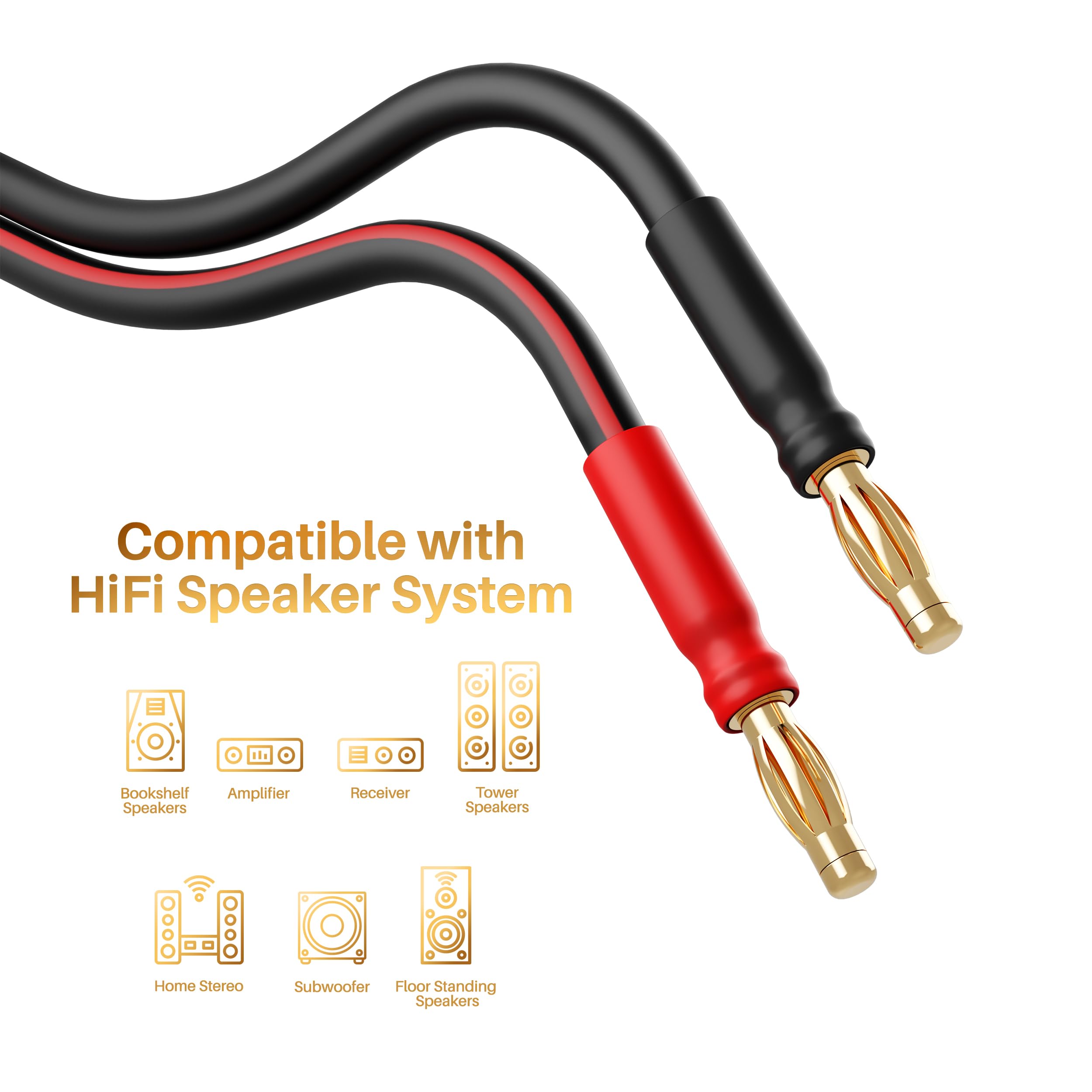 Foto 7 pulgar | Cable Altavoz Gearit 14 Awg con Conectores Tipo Banana 2 M, 2 Unidades Negro - Venta Internacional