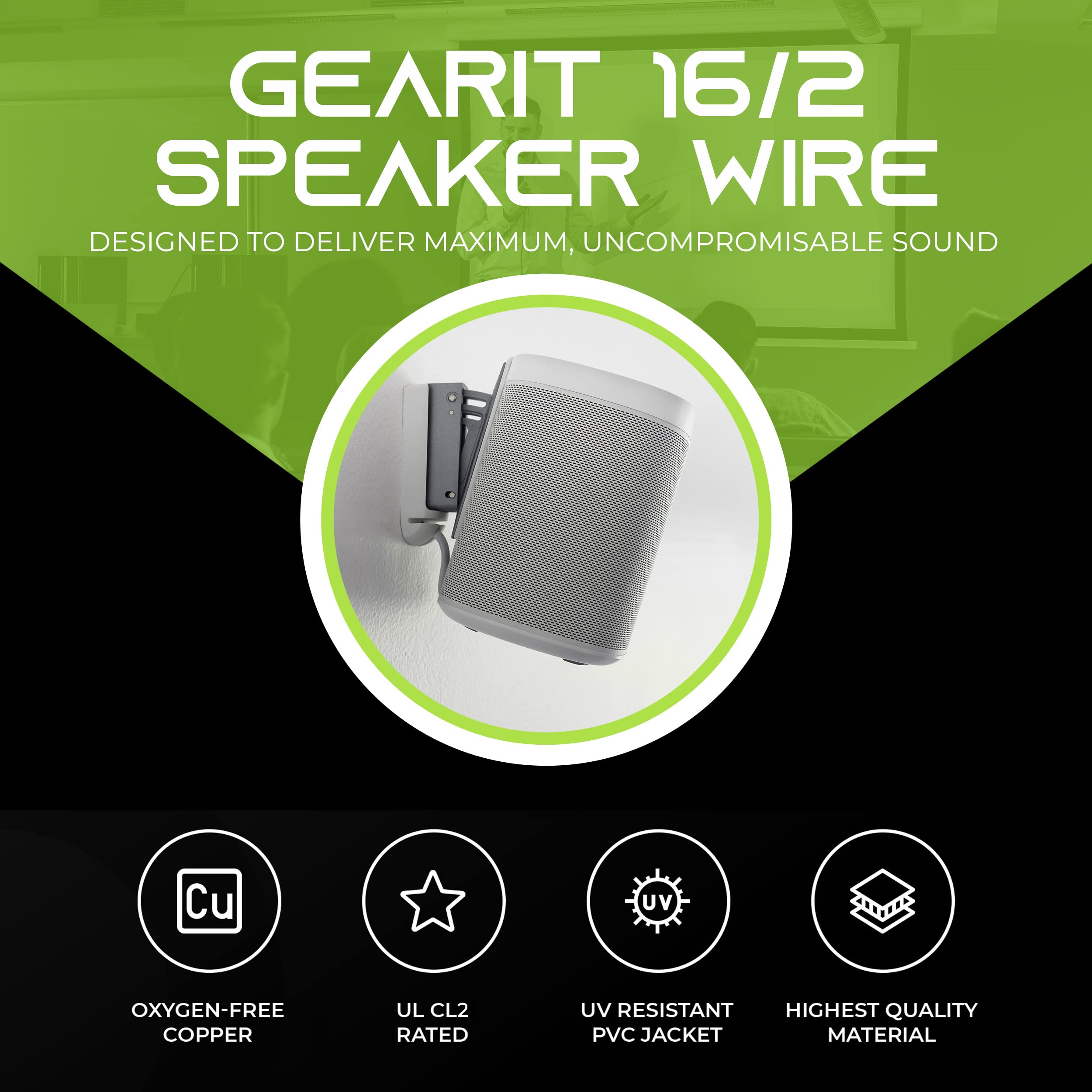 Foto 3 | Cable de Altavoz Gearit para Pared 2x1,5 Mm²  Color Blanco Ofc - Venta Internacional