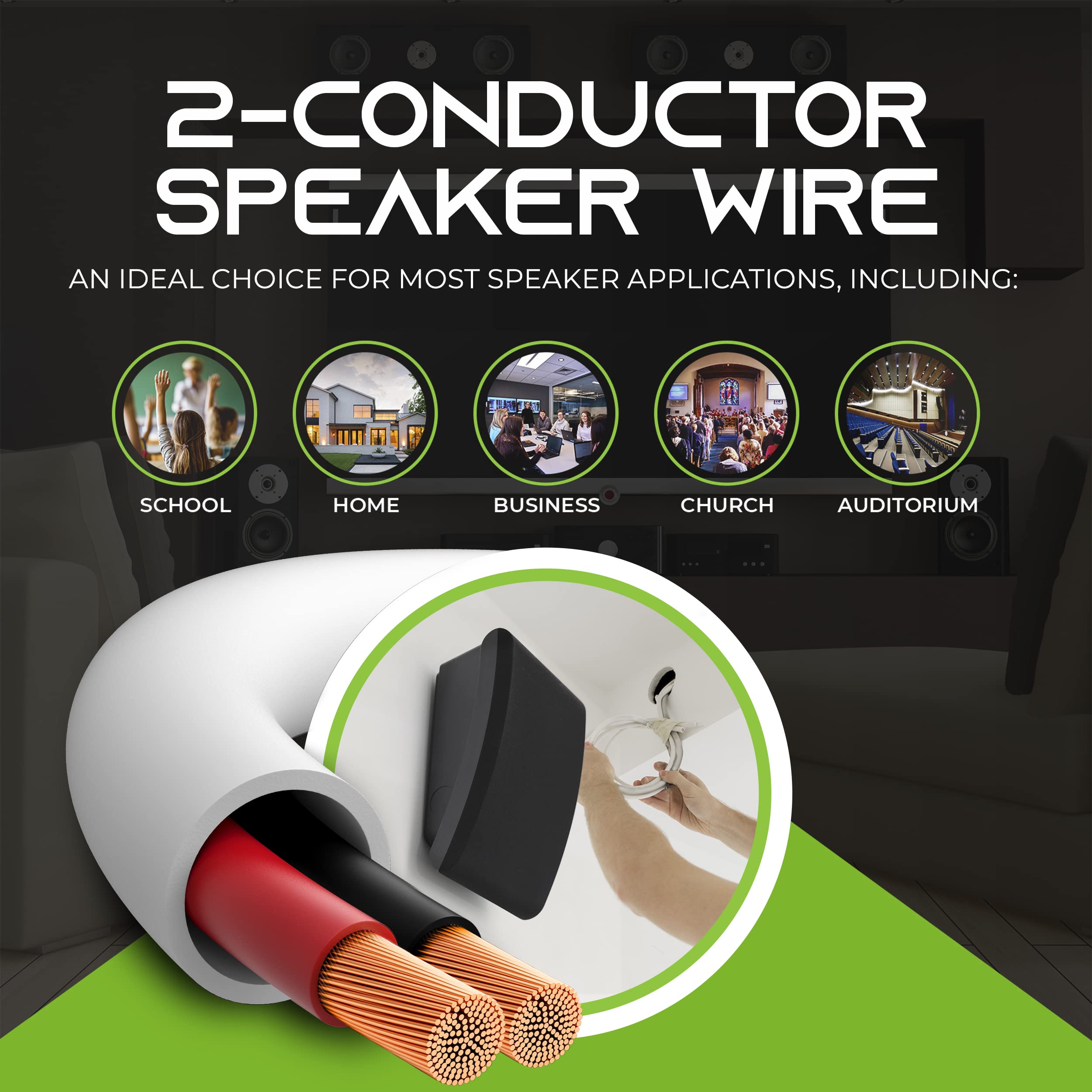 Foto 4 | Cable de Altavoz Gearit para Pared 2x1,5 Mm²  Color Blanco Ofc - Venta Internacional