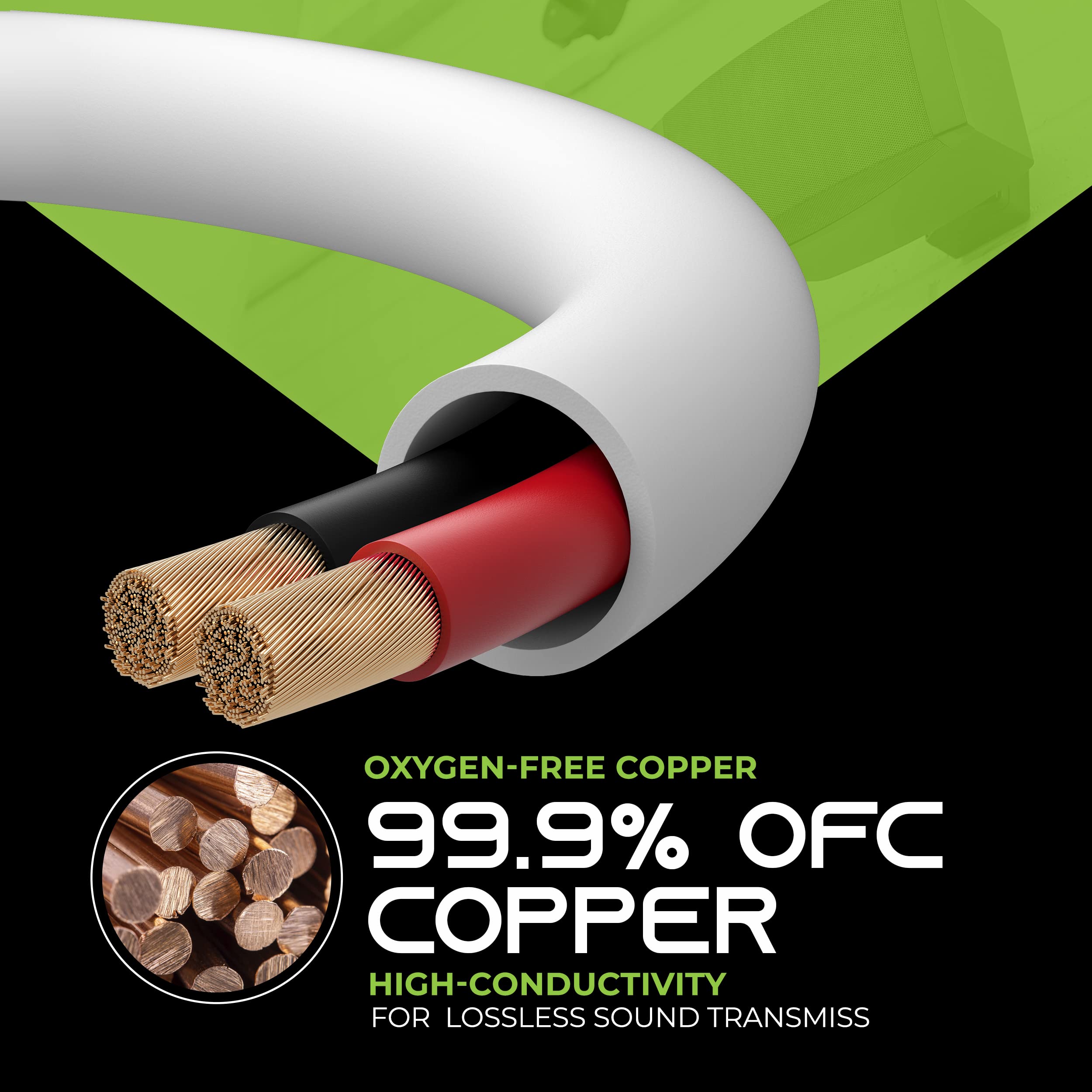 Foto 5 | Cable de Altavoz Gearit para Pared 2x1,5 Mm²  Color Blanco Ofc - Venta Internacional