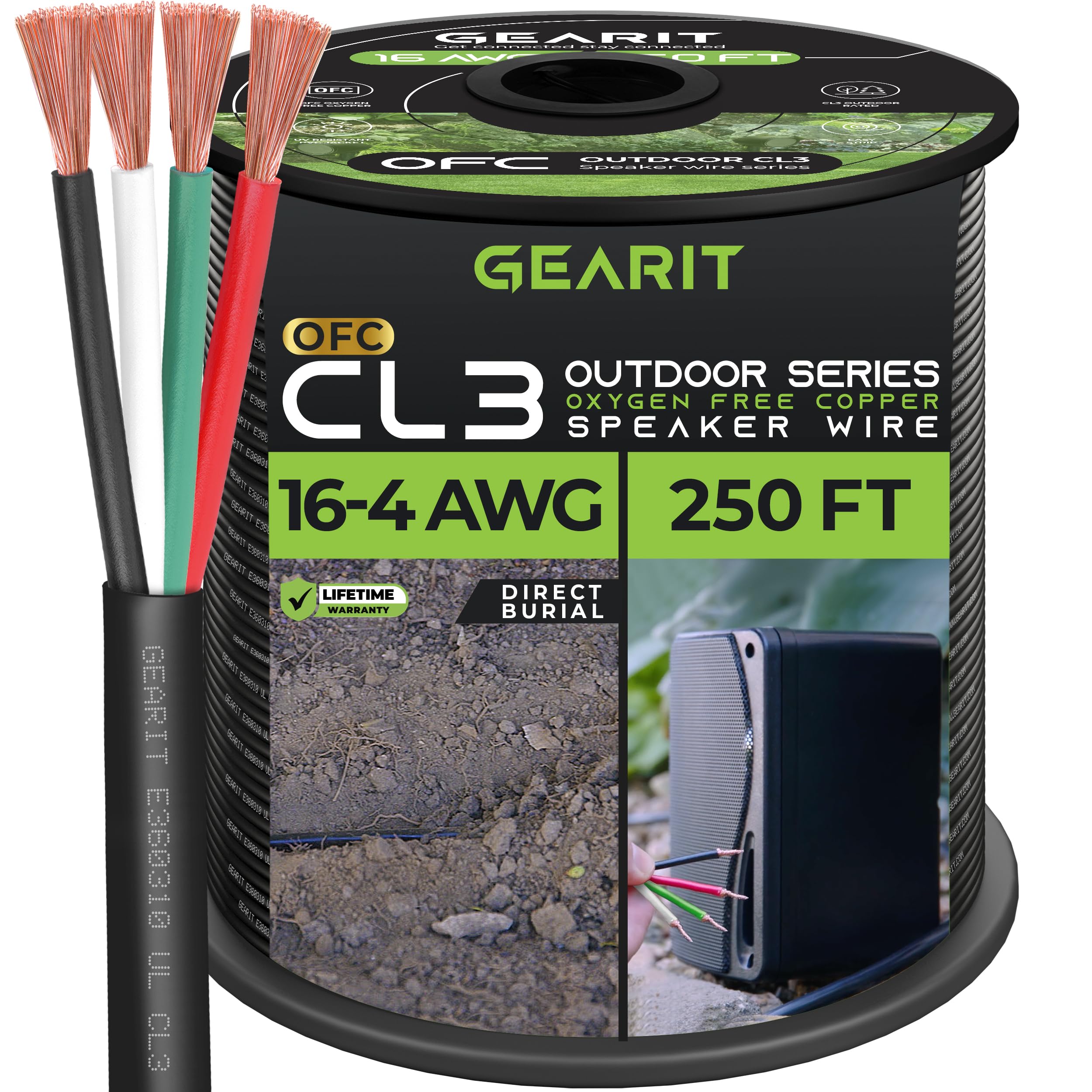 Foto 2 pulgar | Cable De Altavoz Gearit, 16 Awg, 2 Conductores, 250 Pies, Ofc, Cobre - Venta Internacional.