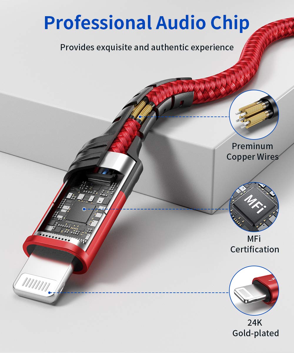 Foto 5 pulgar | Cable de Audio Lightning a 3,5 mm con Certificación Jsaux Apple MFI de 1,8 m - Venta Internacional