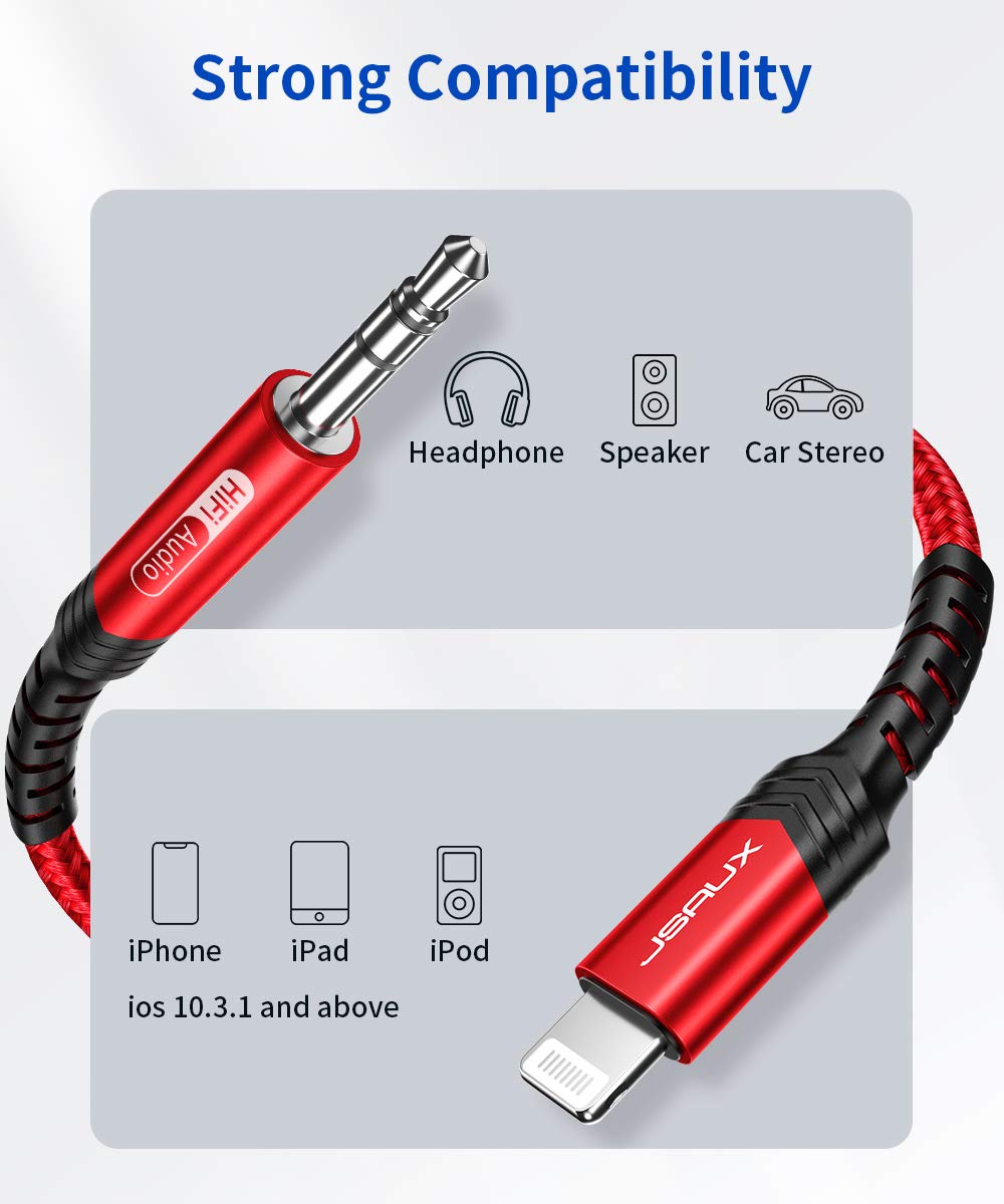 Foto 6 | Cable de Audio Lightning a 3,5 mm con Certificación Jsaux Apple MFI de 1,8 m - Venta Internacional