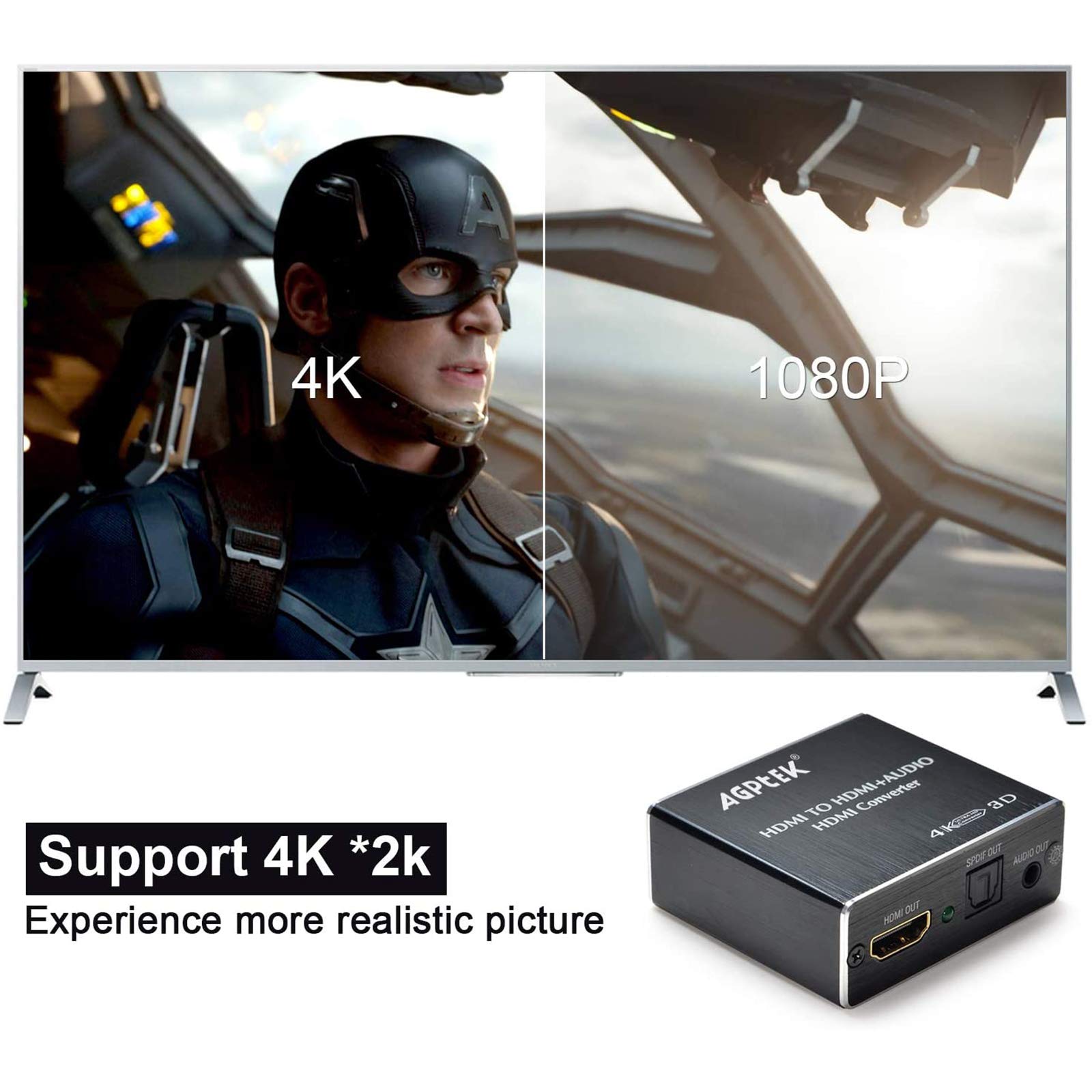 Foto 2 | Divisor Extractor de Audio Hdmi Agptek 4k X 2k Ultra Hd - Venta Internacional