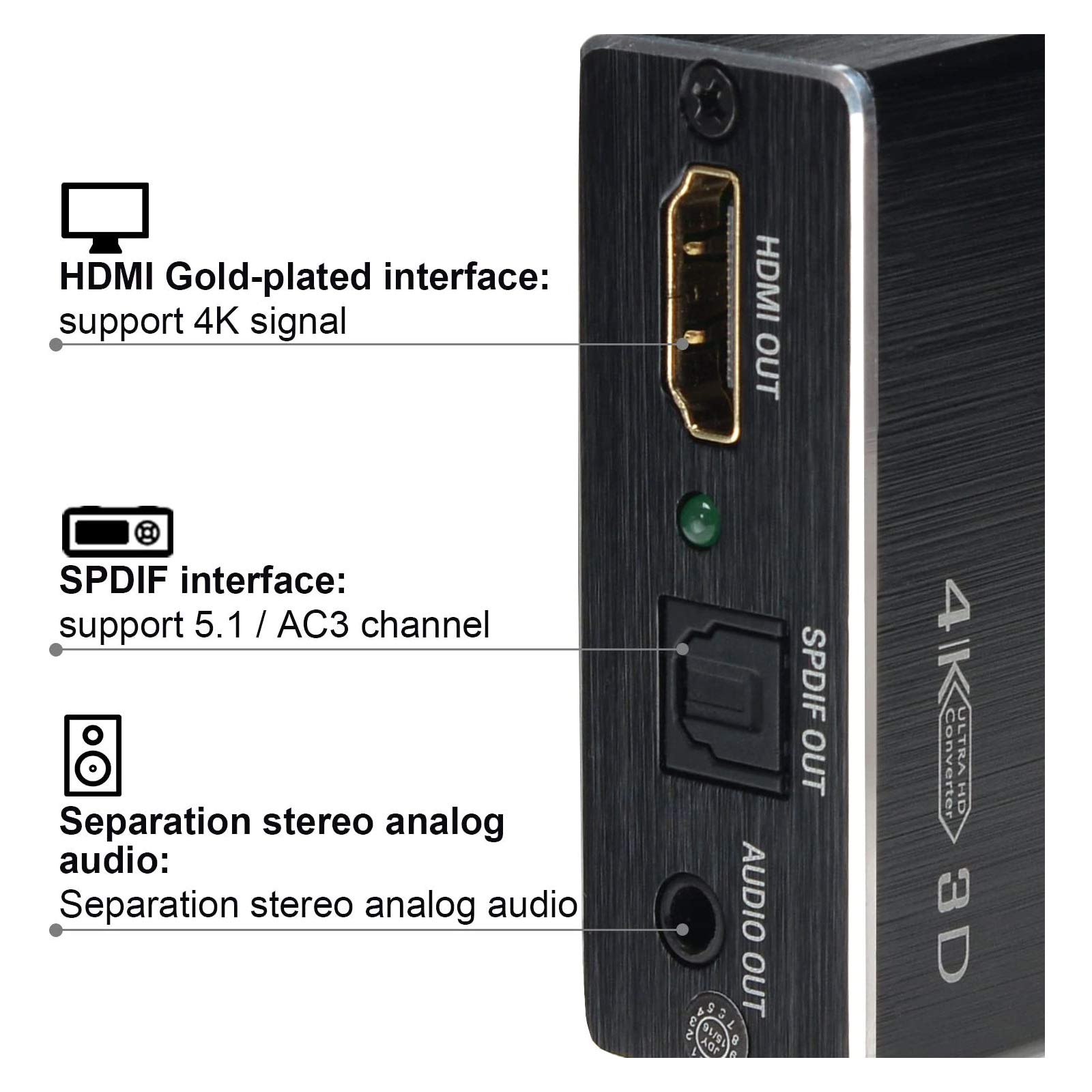 Foto 4 | Divisor Extractor de Audio Hdmi Agptek 4k X 2k Ultra Hd - Venta Internacional