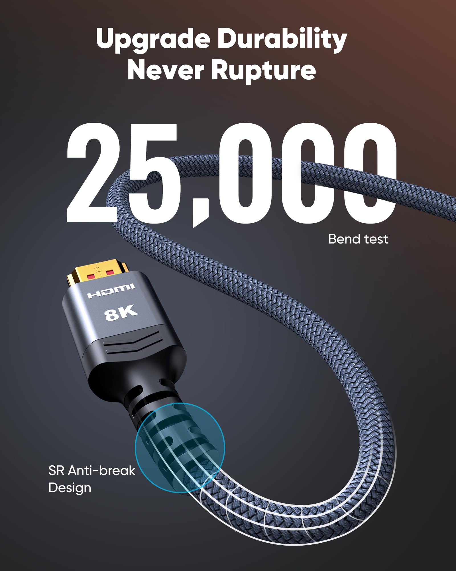 Foto 6 pulgar | Cable Hdmi Highwings 8k @60 2.1, 10,7 M, 48 Gbps, 35 Pies, Nailon Trenzado - Venta Internacional.
