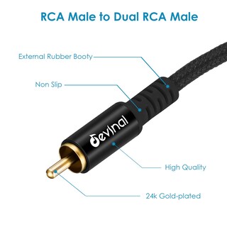Foto 2 | Cable Rca y Devinal Subwoofer de 1 Macho a 2 Machos 2 M Chapado en Oro - Venta Internacional
