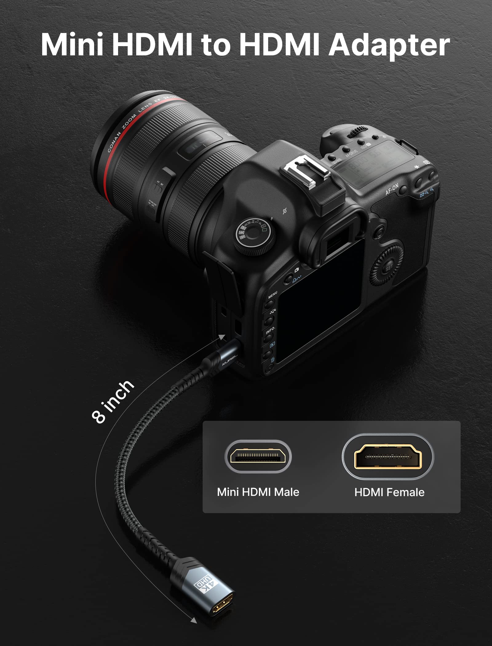 Foto 7 pulgar | Adaptador Jsaux Mini Hdmi A Hdmi 4k 60hz Hdr 3d 18gbps Gris - Venta Internacional.