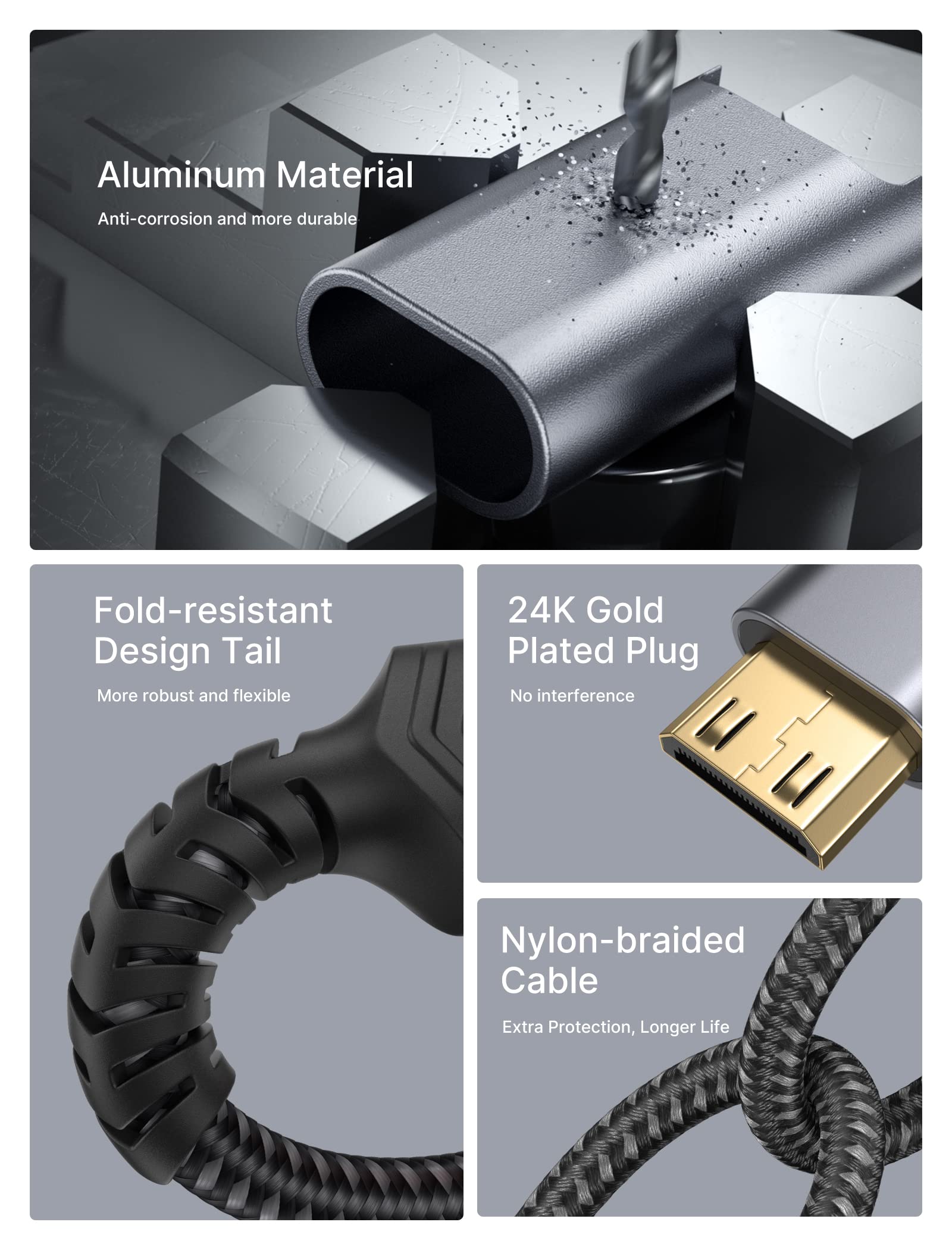 Foto 8 pulgar | Adaptador Jsaux Mini Hdmi A Hdmi 4k 60hz Hdr 3d 18gbps Gris - Venta Internacional.