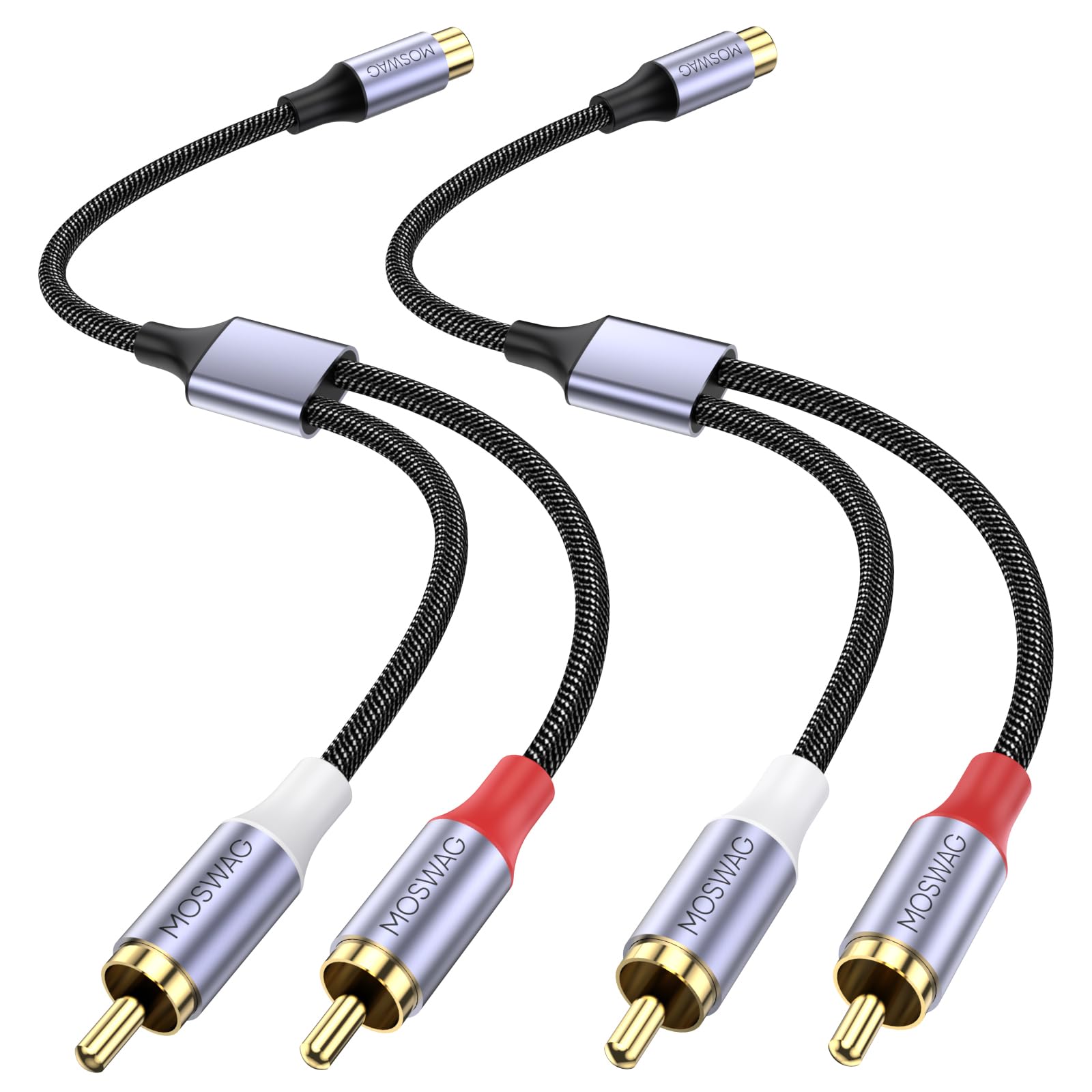 Divisor Rca Moswag, 1 Hembra A 2 Machos, 20 Cm, Paquete De 2 Unidades, Negro - Venta Internacional.