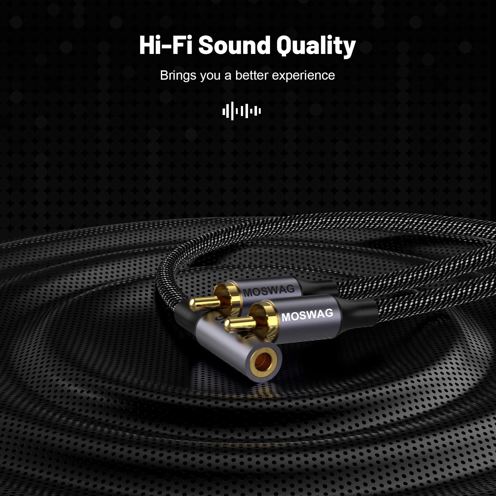 Foto 4 pulgar | Cable De Audio Moswag Hembra De 3,5 Mm A 2 Rca Macho De 25 Cm, Chapado En Oro - Venta Internacional.