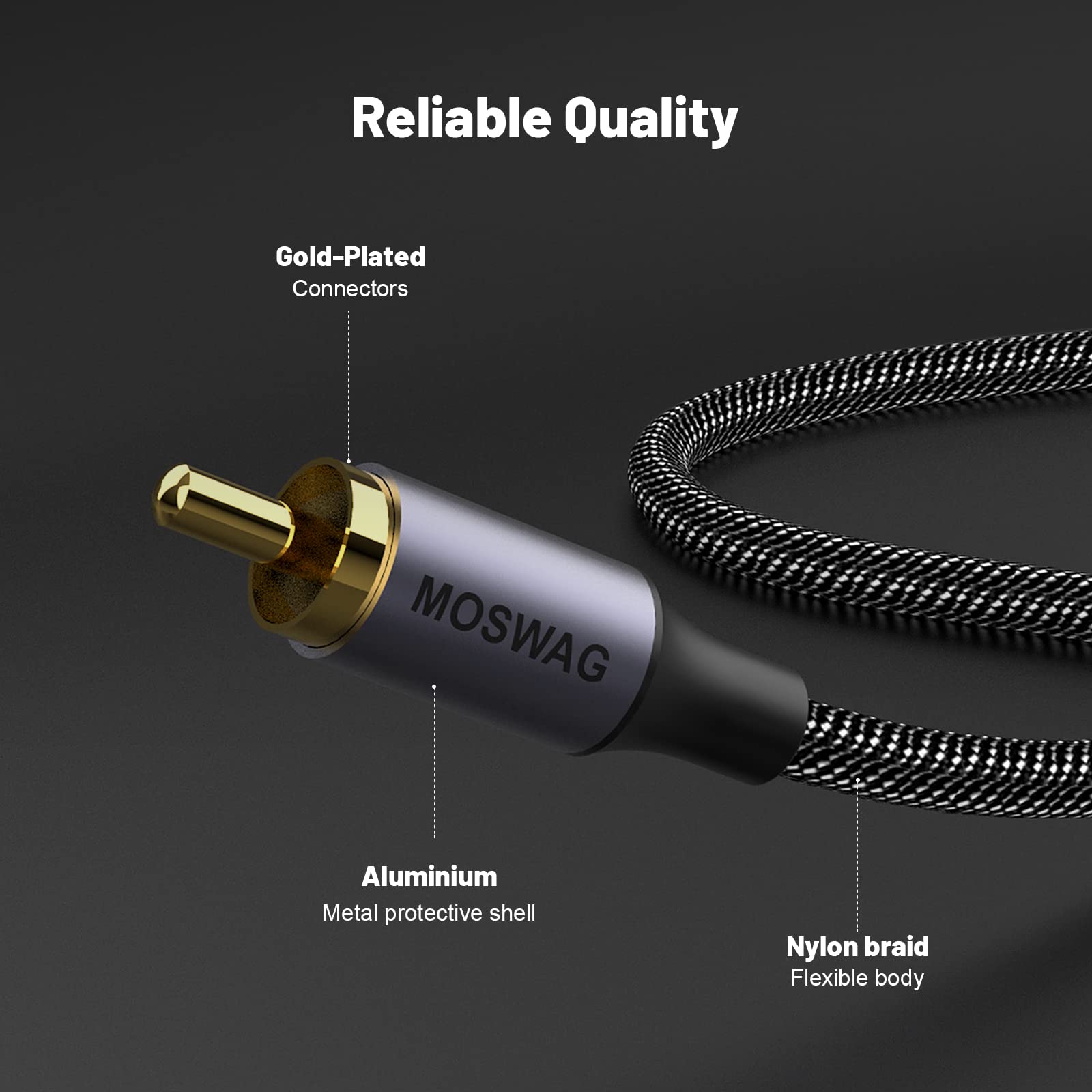 Foto 5 pulgar | Cable De Audio Moswag Hembra De 3,5 Mm A 2 Rca Macho De 25 Cm, Chapado En Oro - Venta Internacional.