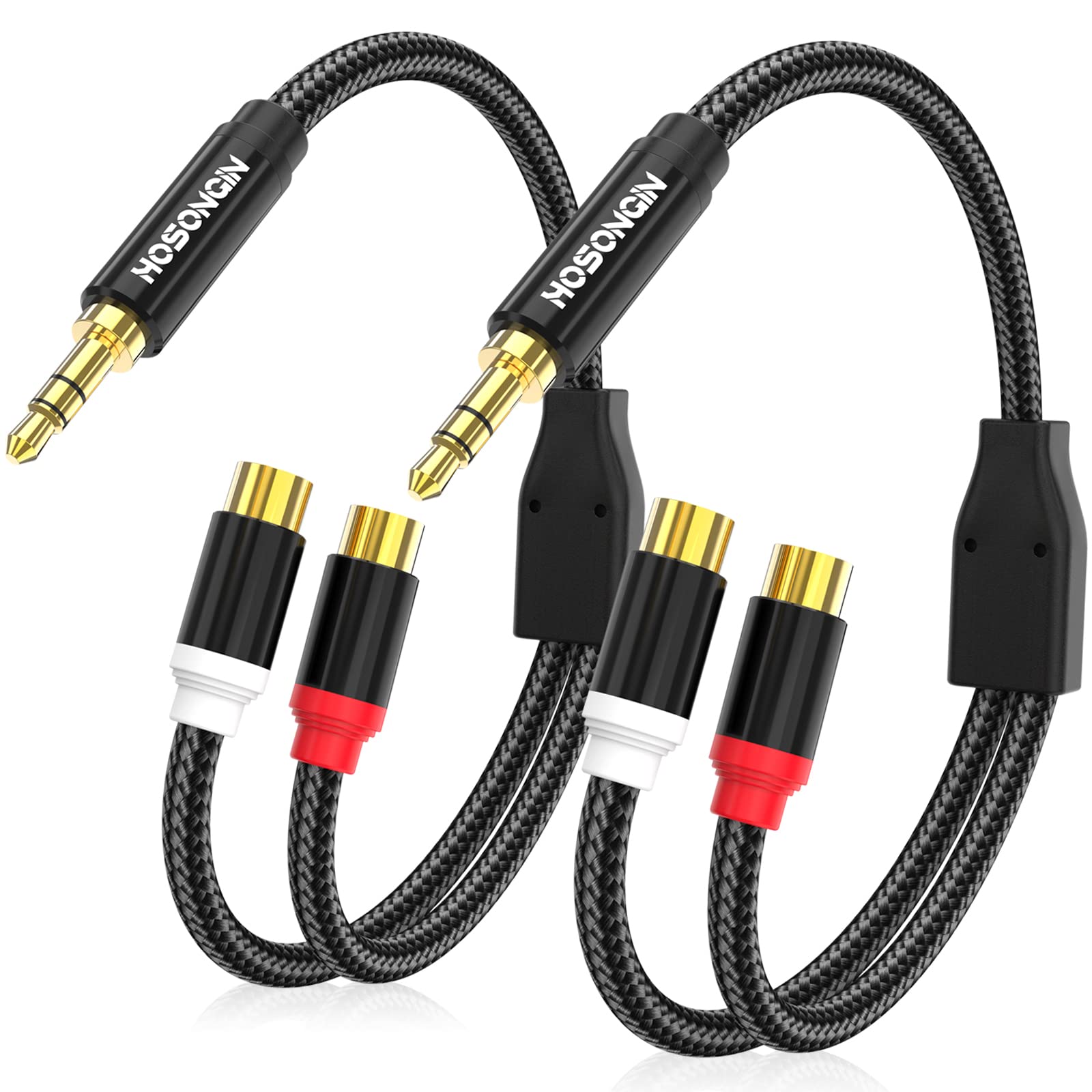 Foto 1 | Cable Hosongin De 3,5 Mm Macho A 2 Conectores Rca Hembra, Nailon Trenzado, Paquete De 2 - Venta Internacional.